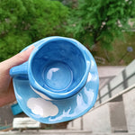 Handbemalte Kaffeetasse aus Keramik mit Untertasse – Teeset
