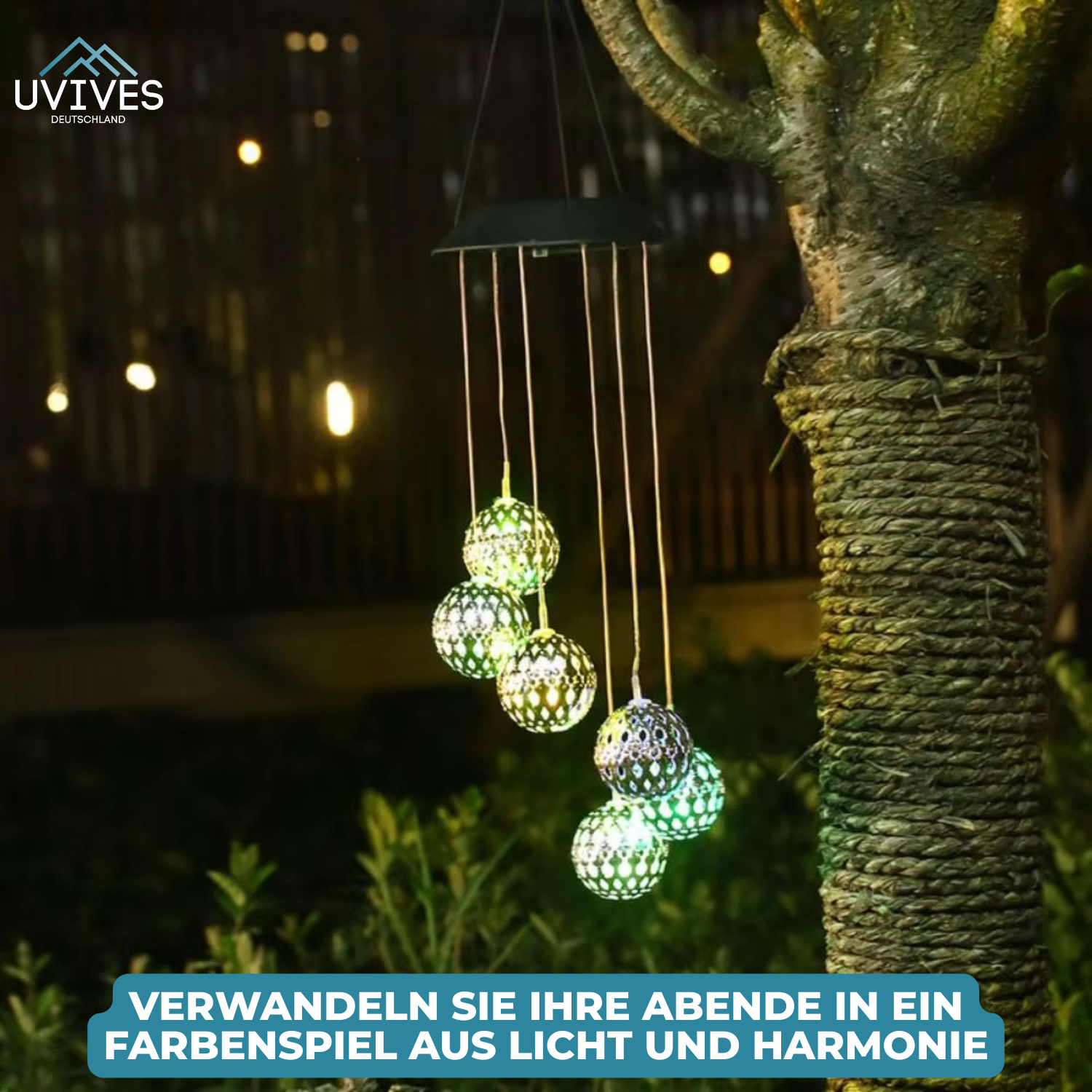 Farbenfrohes Solar-Windspiel für Ihren Garten