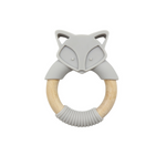Zahnungshilfe im Fuchsdesign – Beißring aus Holz und Silikon für Babys