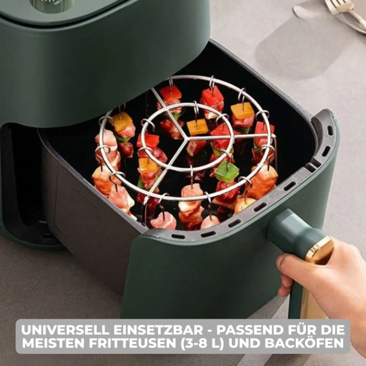 Grillaufsatz für Heißluftfritteusen mit Spießen