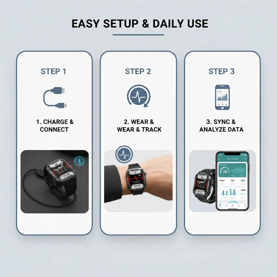 Robuste Smartwatch mit Gesundheitsüberwachung und Konnektivität