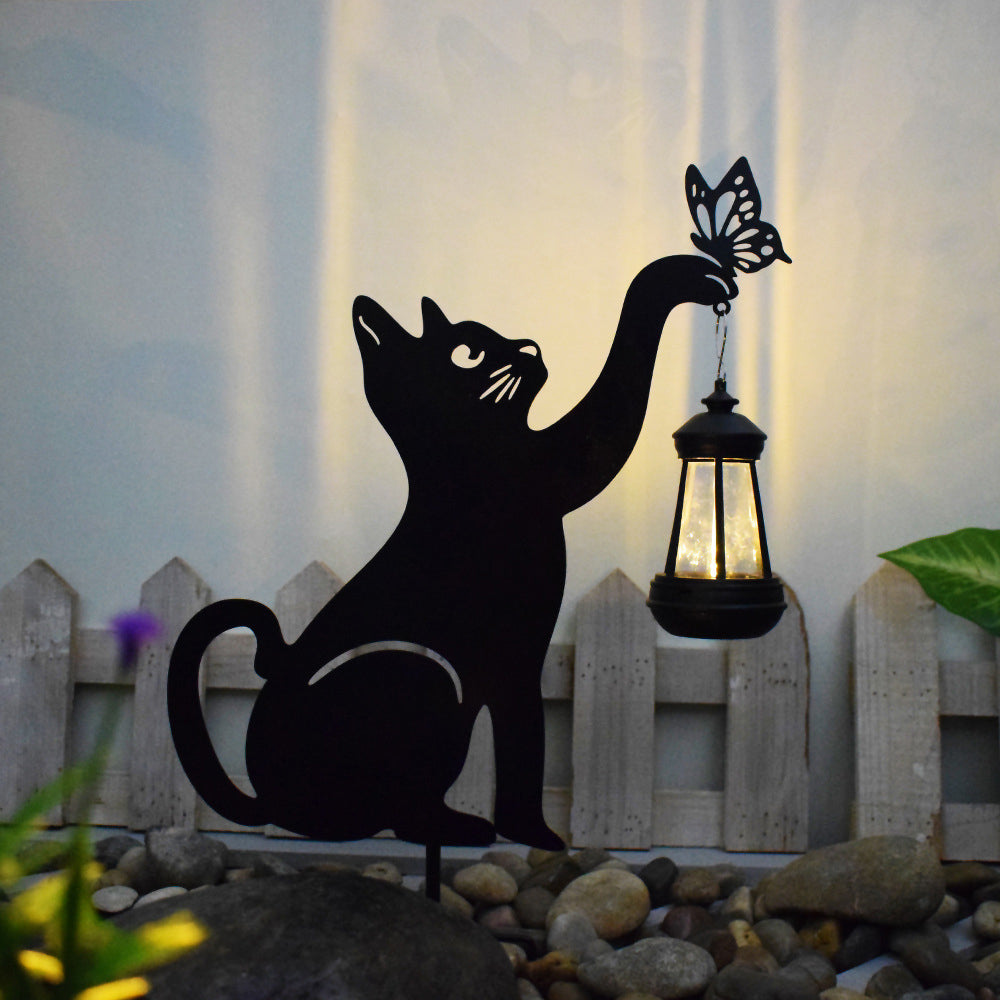 Solar Gartenleuchte für Katzen mit Hängeleuchte – Dekorative LED Außenbeleuchtung