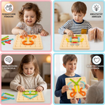 Holzpuzzle Spielzeug mit Montessori Design für kreative Nagelspiele