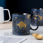 Kaffeetasse aus Keramik in Kobalt Blau mit 12 Sternzeichen