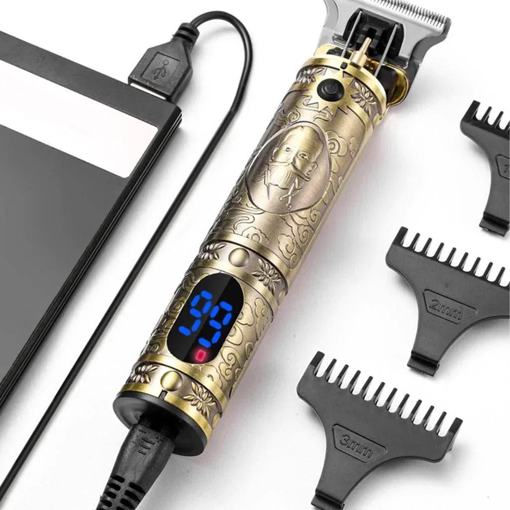 Vintage Barttrimmer – Professionelle Haarschneidemaschine, kabellos, USB-aufladbar