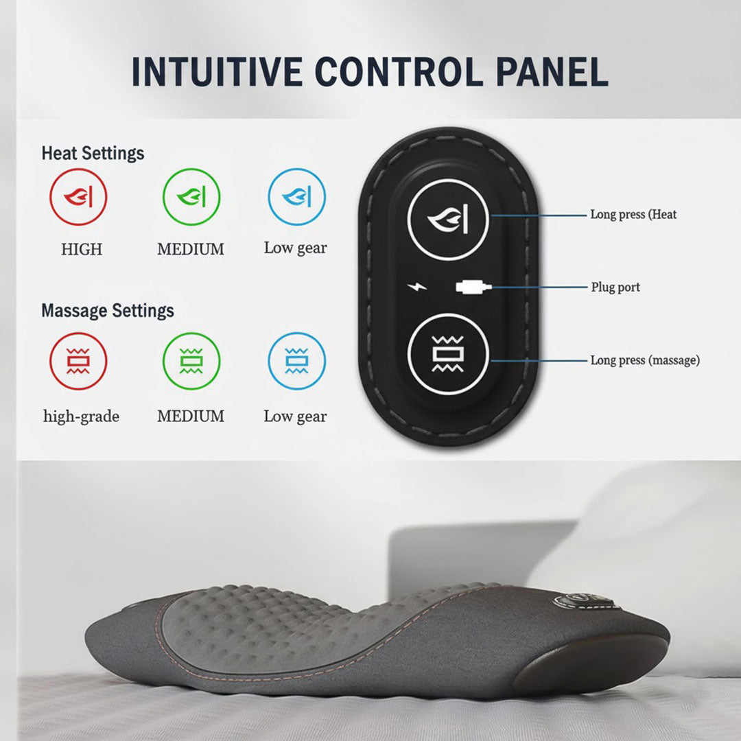 Ergonomisches Rückenstützkissen mit Wärme- und Massagefunktion
