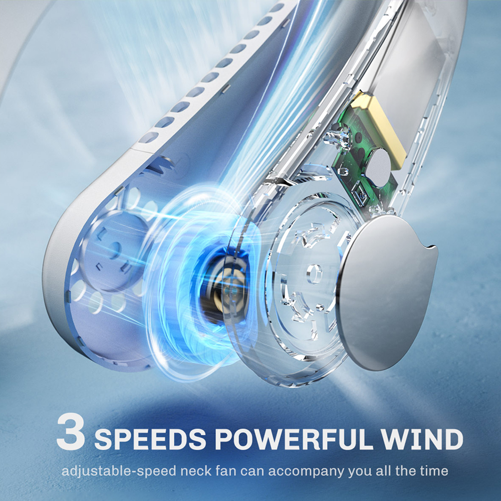 Tragbarer Nackenventilator, bladeless, wiederaufladbar