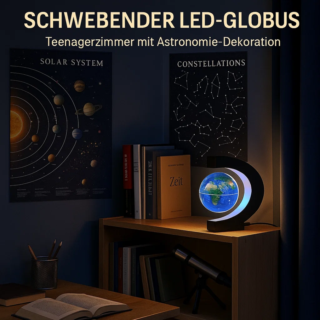 AstroGlobus LED Weltkugel – Schwebende Globenlampe mit magnetischer Aufhängung
