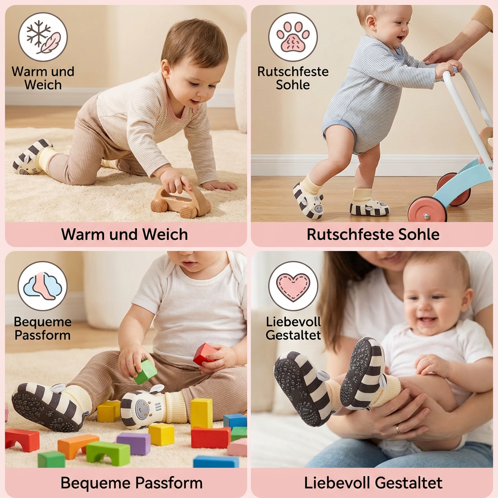 Bequeme Baby-Socken mit rutschfester Sohle – Warm und kuschelig