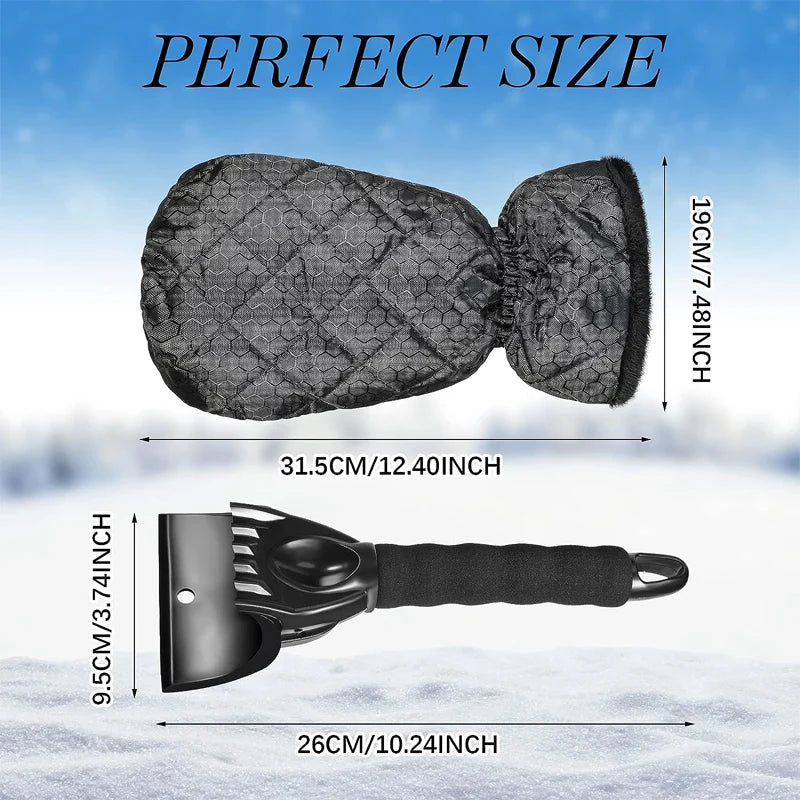 WinterWächter Ice Scraper with Fleece Glove | Warm & Waterproof | Scratch Protection for Your Vehicle
