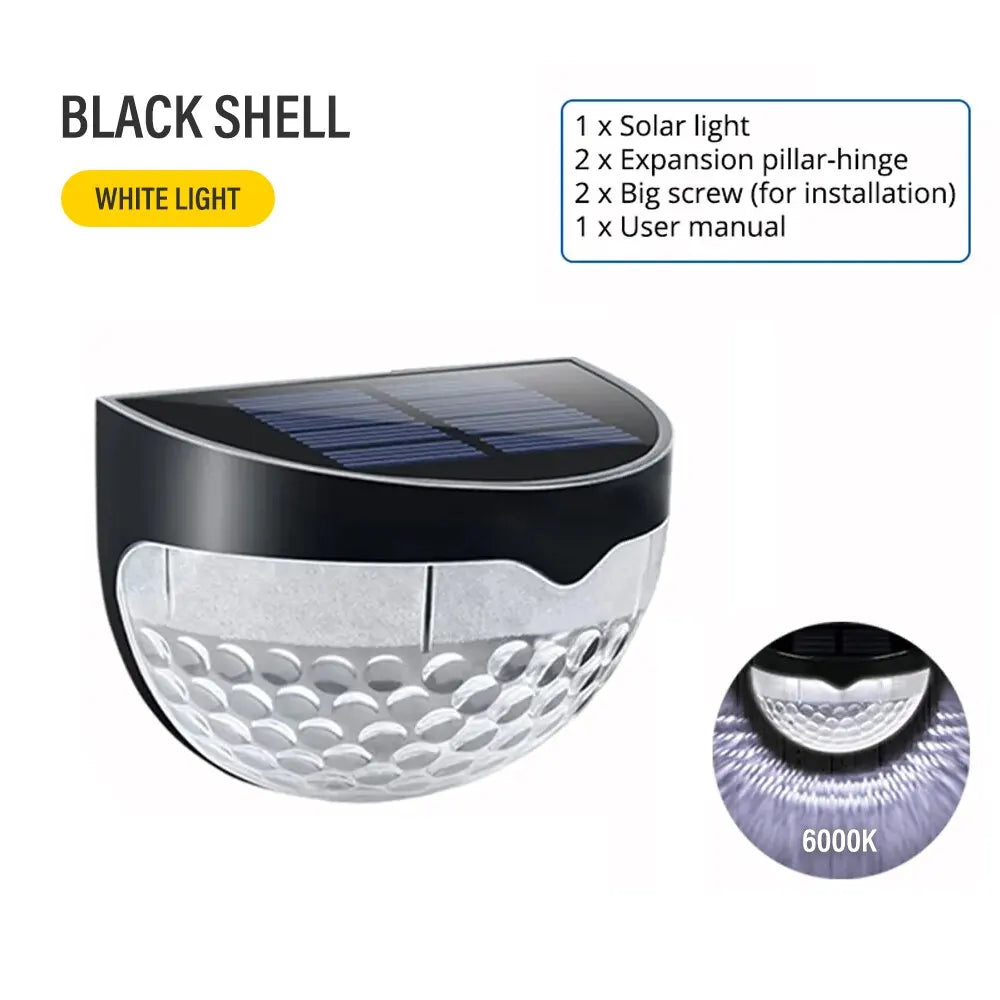 Solare LED-Wandlampe für Außenbereiche | IP65 Wetterfest | Automatischer Lichtsensor | 6 LEDs | Perfekt für Garten und Zaun