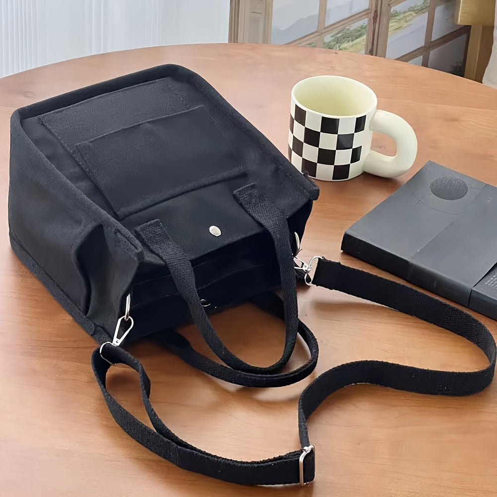 UrbanEase Canvas Umhängetasche – Weiße Schultertasche mit Magnetverschluss und verstellbarem Gurt