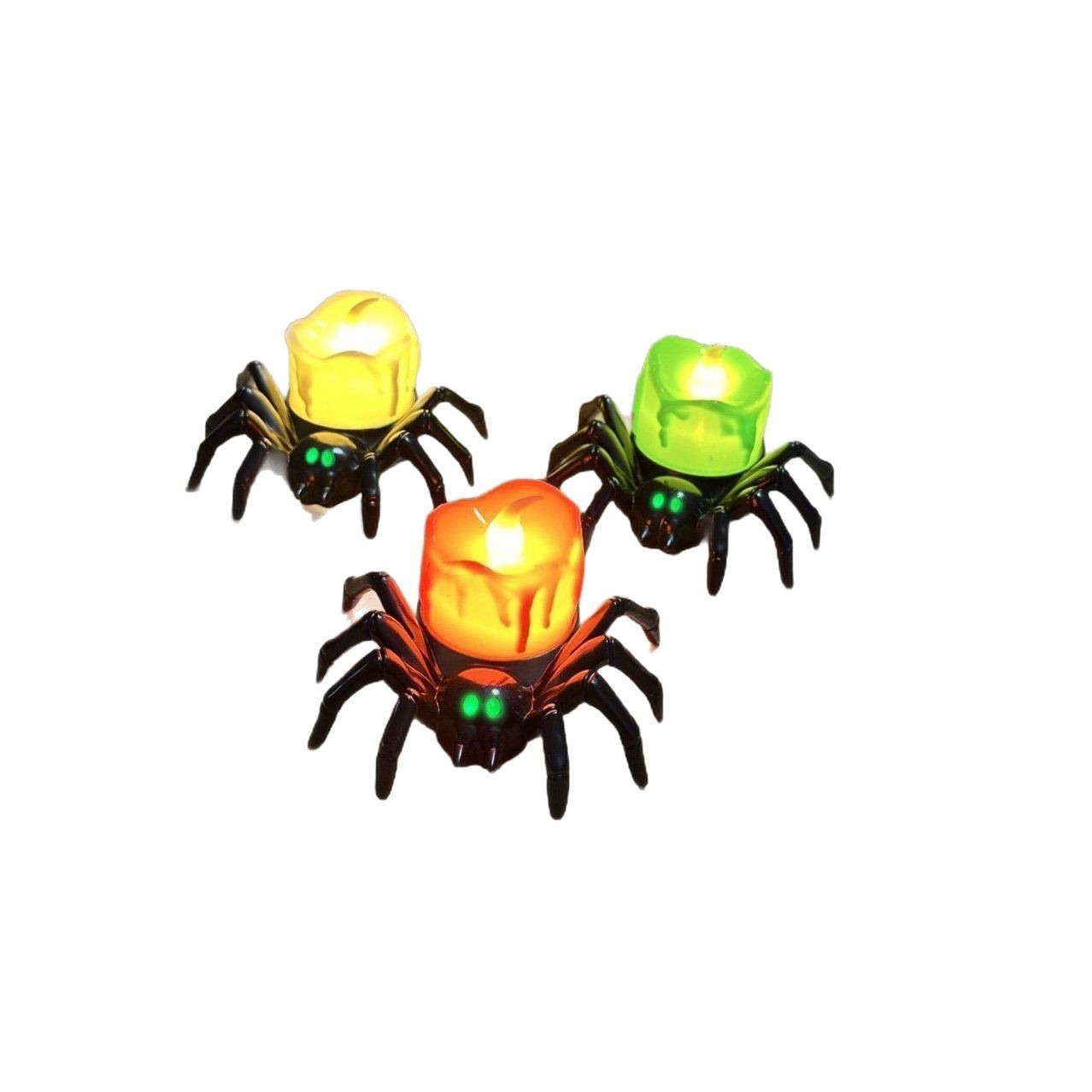 Gruselige Halloween-Dekoration – Spinnenrücken Ornament mit Kerzen und Augen