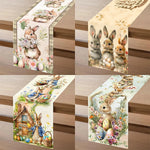 Festive Table Runner for Easter | Charming Bunny and Flower Patterns