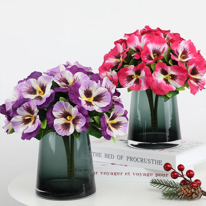Elegant Artificial Pansies | 5 Stems for Events and Decoration