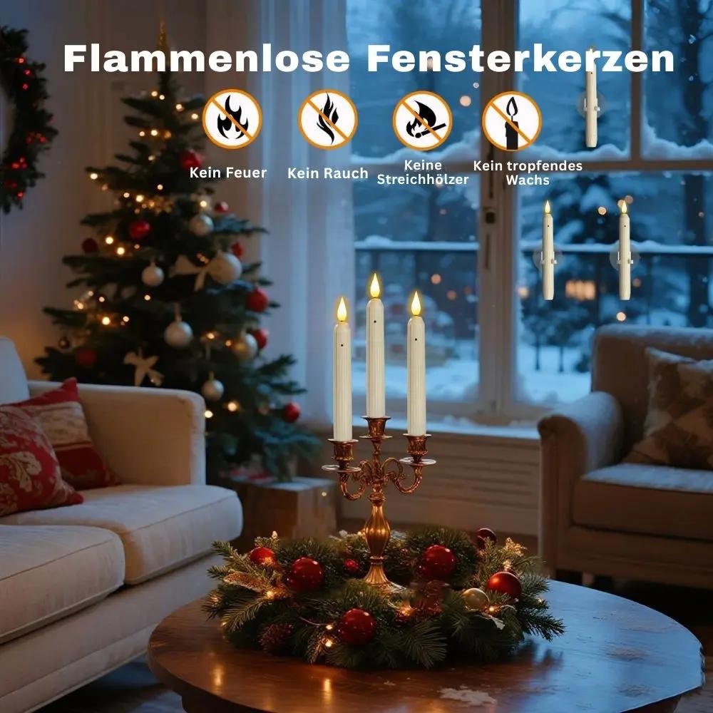Set mit 6 LED-Fensterkerzen mit Dämmerungssensor – Realistisches, warmweißes Flackern für Gemütlichkeit