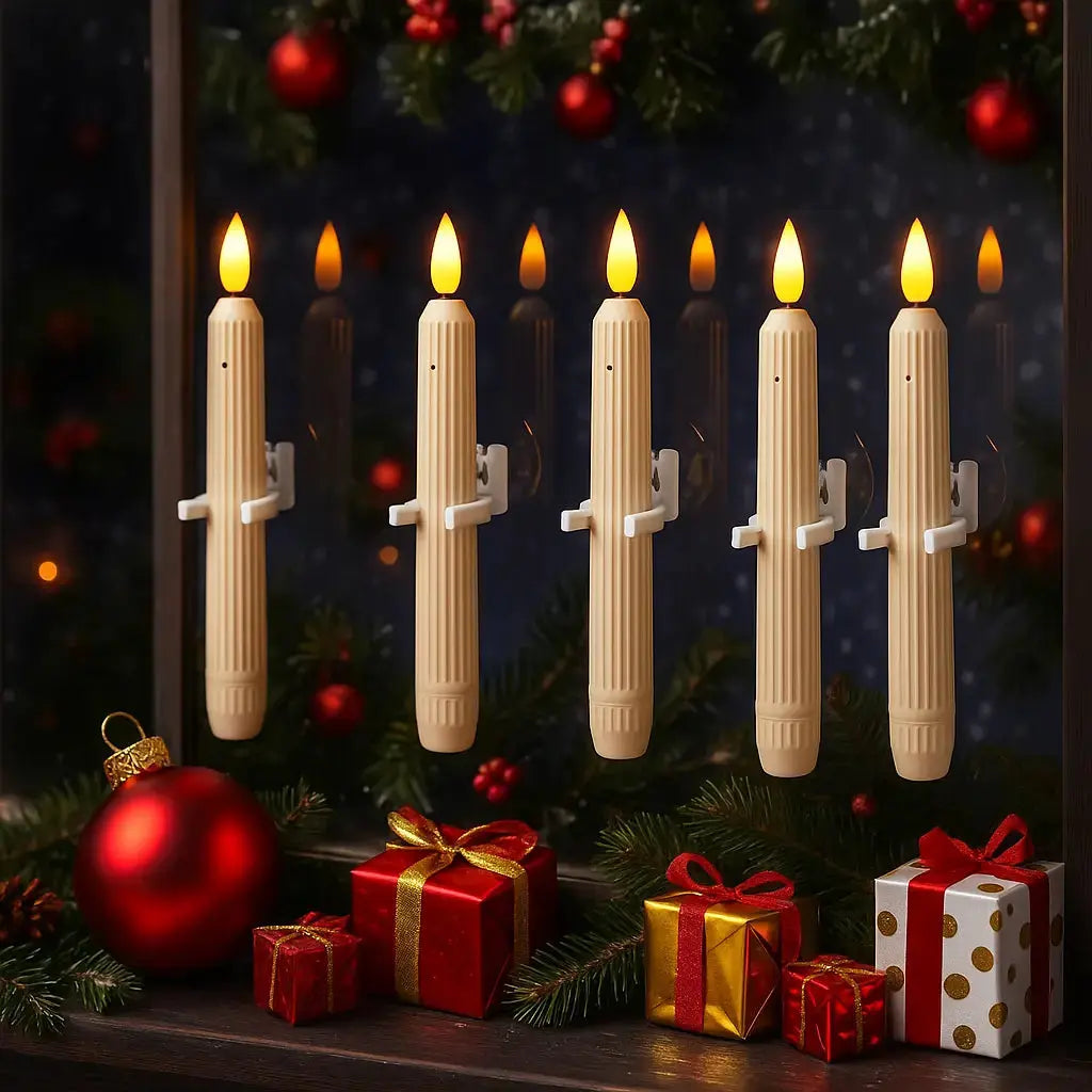 Set mit 6 LED-Fensterkerzen mit Dämmerungssensor – Realistisches, warmweißes Flackern für Gemütlichkeit