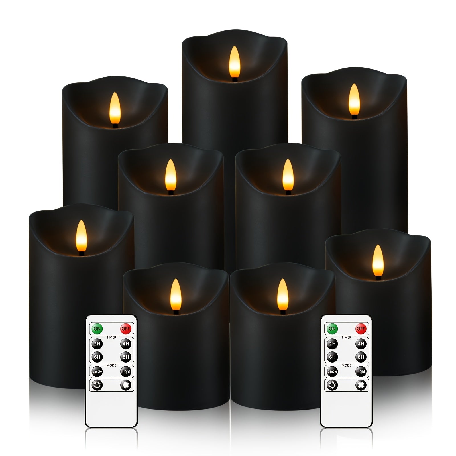 Set von 9 LED-Kerzen ohne Flamme – Fernbedienung und Glitzerfinish