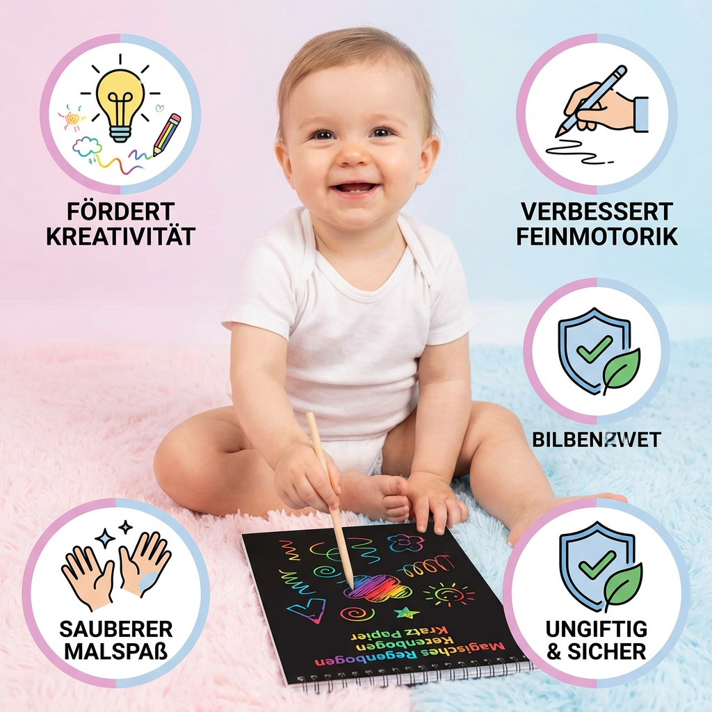 Regenbogenfarbenes Kratzpapier für kreative Kunstwerke