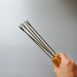 6er Set Edelstahlgabeln mit Holzgriff für Grill und Lagerfeuer