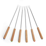 6er Set Grillgabeln aus Edelstahl mit Holzgriff für Outdoor-Fans
