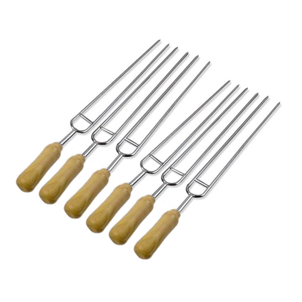 6 Stück U-förmige Holzgriff Grillspieße