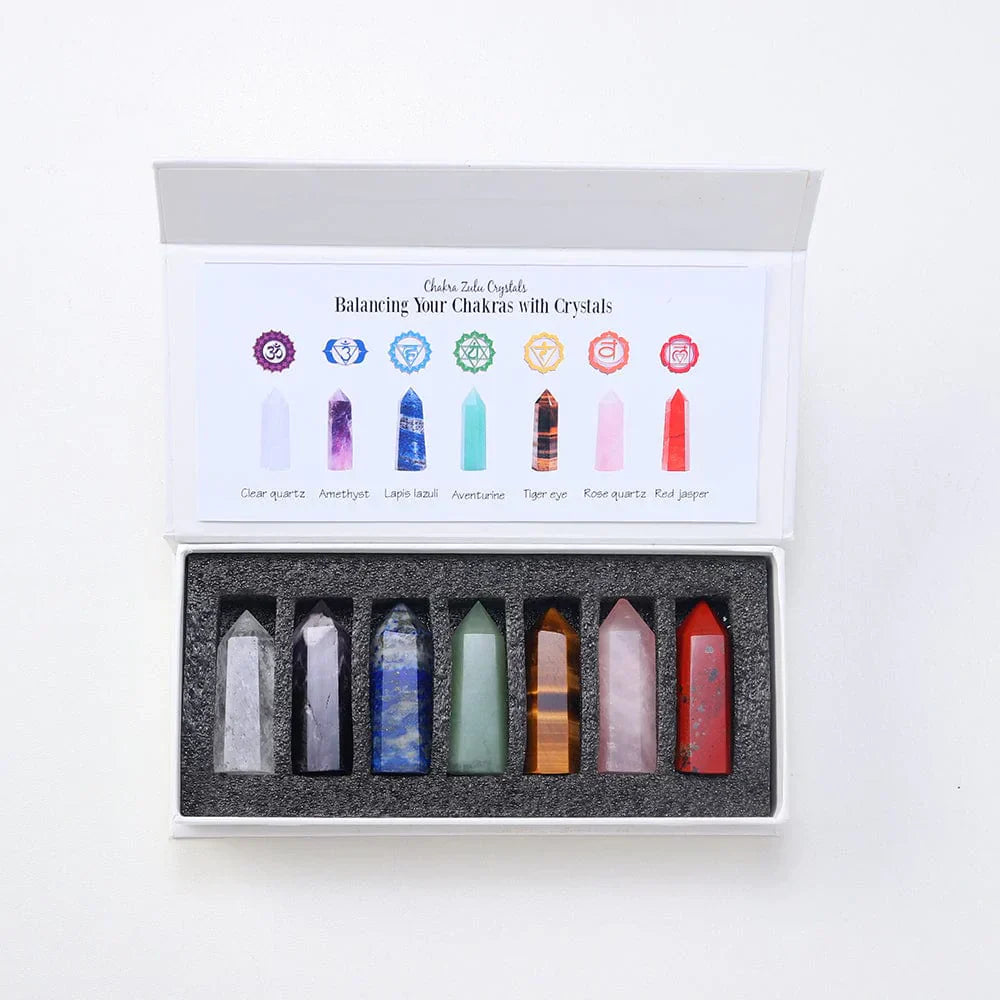 Set aus 7 Heilsteinen in eleganter Geschenkverpackung