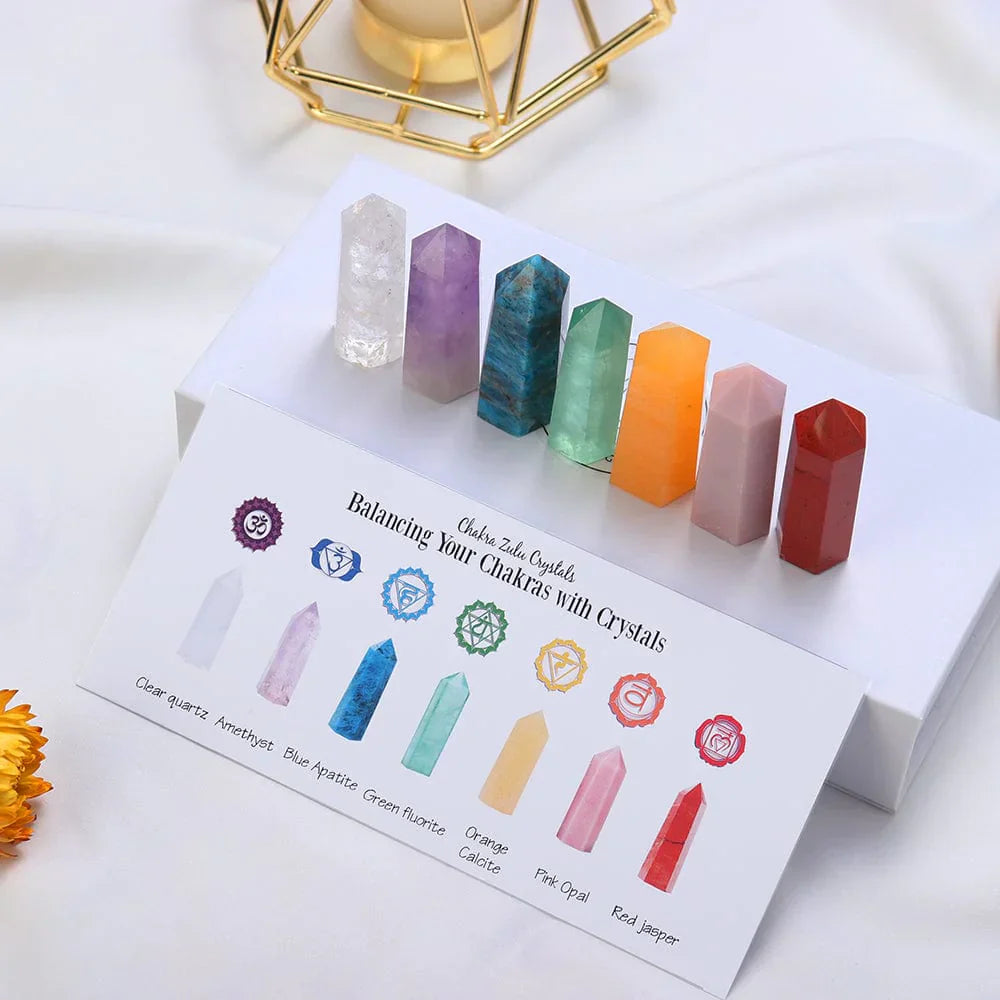 Set aus 7 Heilsteinen in eleganter Geschenkverpackung