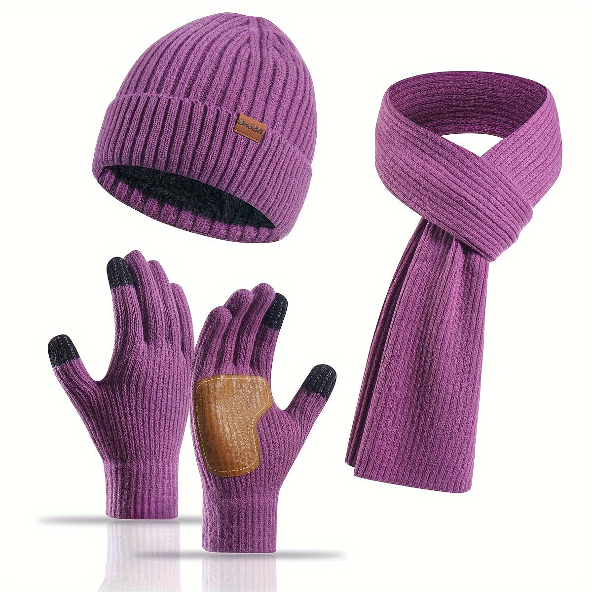 Gemütliches Winterset – Strickmütze, Schal und Handschuhe für Alle