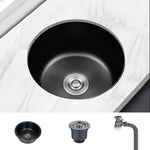Eleganter Schwarzer Rundspülbecken aus Edelstahl mit Korbfilter