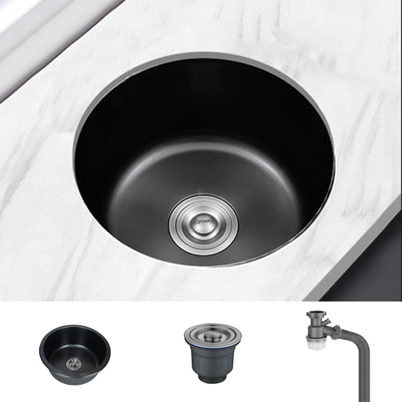 Eleganter Schwarzer Rundspülbecken aus Edelstahl mit Korbfilter