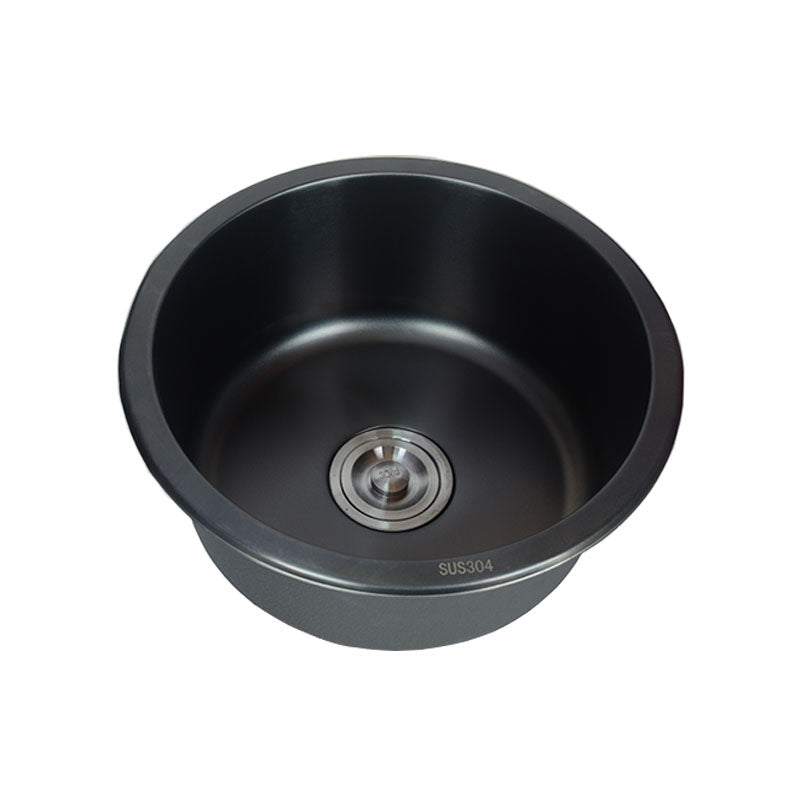 Eleganter Schwarzer Rundspülbecken aus Edelstahl mit Korbfilter