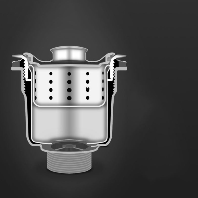 Eleganter Schwarzer Rundspülbecken aus Edelstahl mit Korbfilter