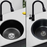 Eleganter Schwarzer Rundspülbecken aus Edelstahl mit Korbfilter