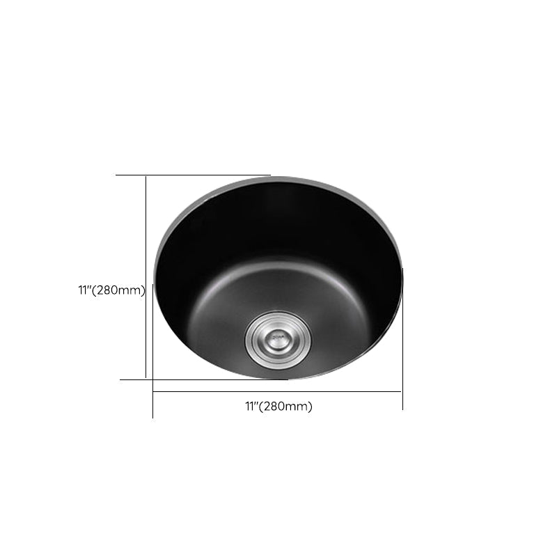 Eleganter Schwarzer Rundspülbecken aus Edelstahl mit Korbfilter