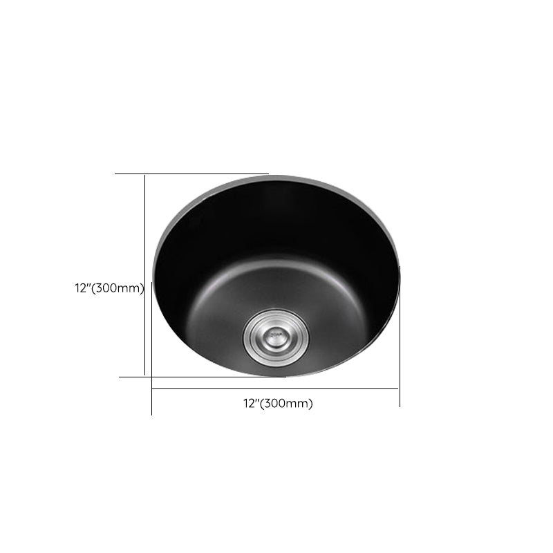Eleganter Schwarzer Rundspülbecken aus Edelstahl mit Korbfilter