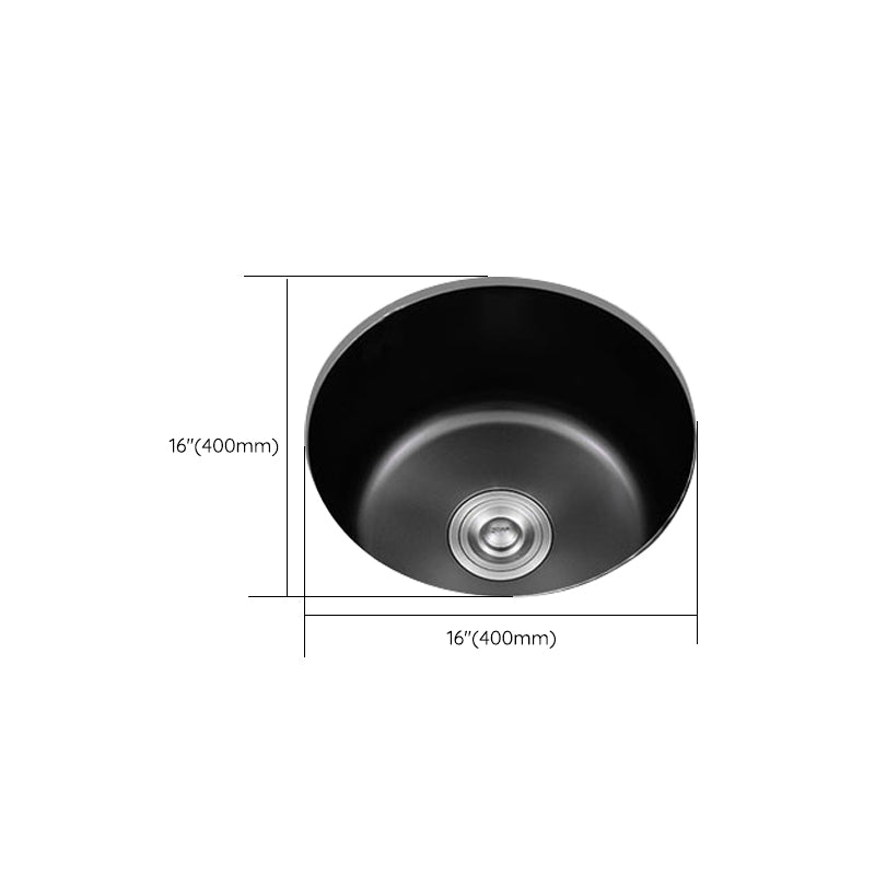 Eleganter Schwarzer Rundspülbecken aus Edelstahl mit Korbfilter