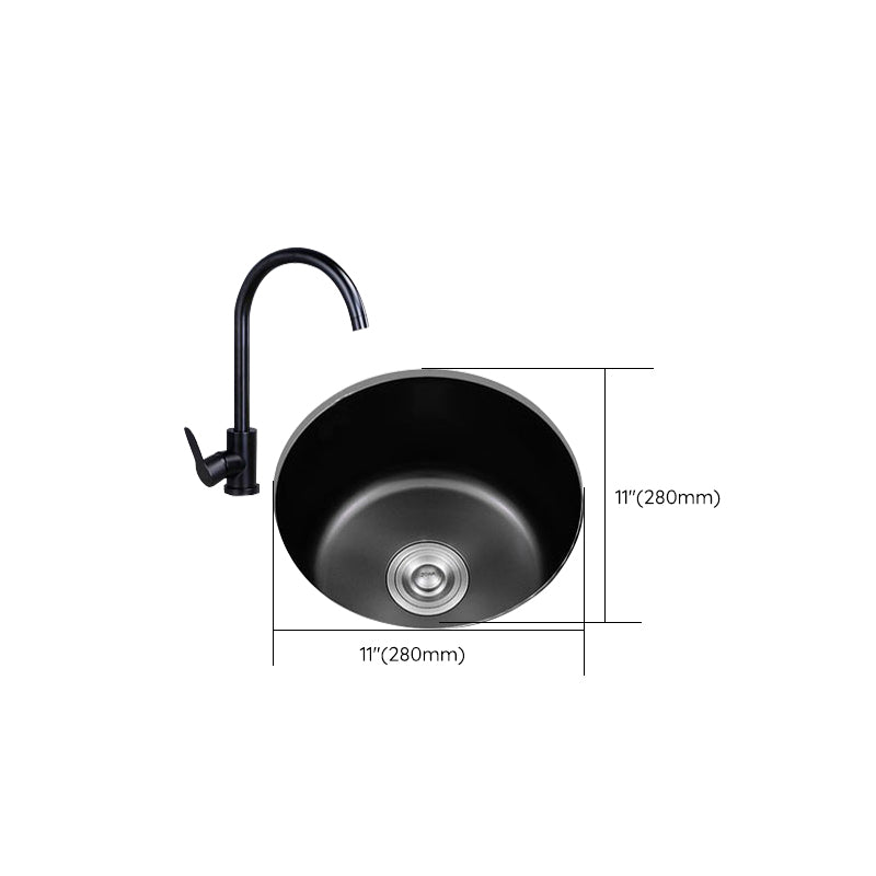 Eleganter Schwarzer Rundspülbecken aus Edelstahl mit Korbfilter