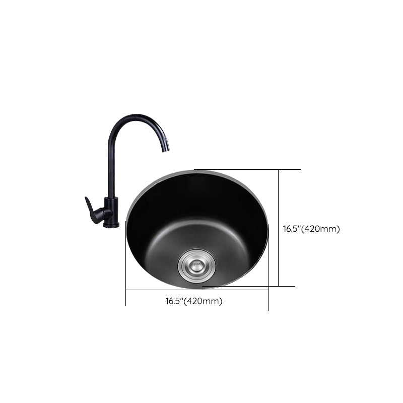 Eleganter Schwarzer Rundspülbecken aus Edelstahl mit Korbfilter