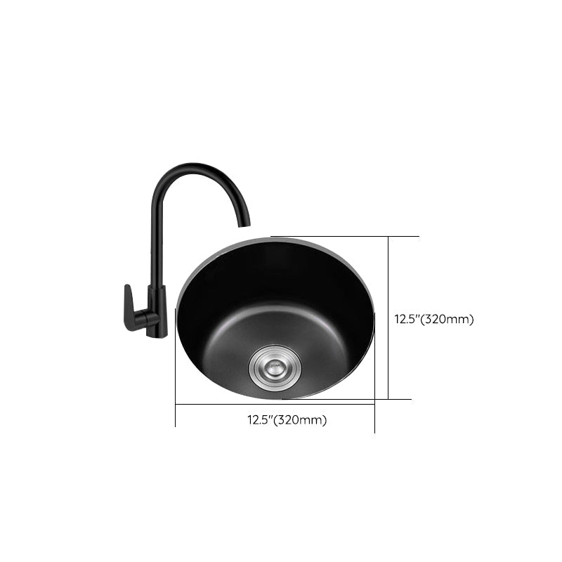 Eleganter Schwarzer Rundspülbecken aus Edelstahl mit Korbfilter