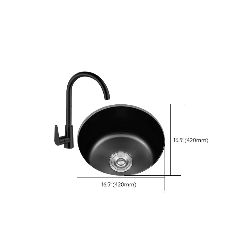 Eleganter Schwarzer Rundspülbecken aus Edelstahl mit Korbfilter