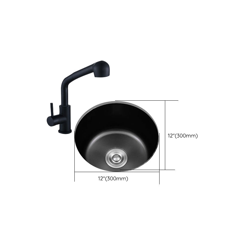 Eleganter Schwarzer Rundspülbecken aus Edelstahl mit Korbfilter