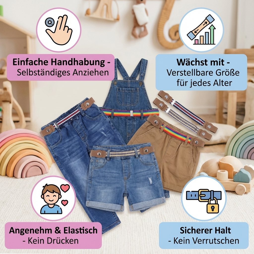 Elastischer Kinder-Gürtel für angenehmen Tragekomfort - Für alle Altersgruppen