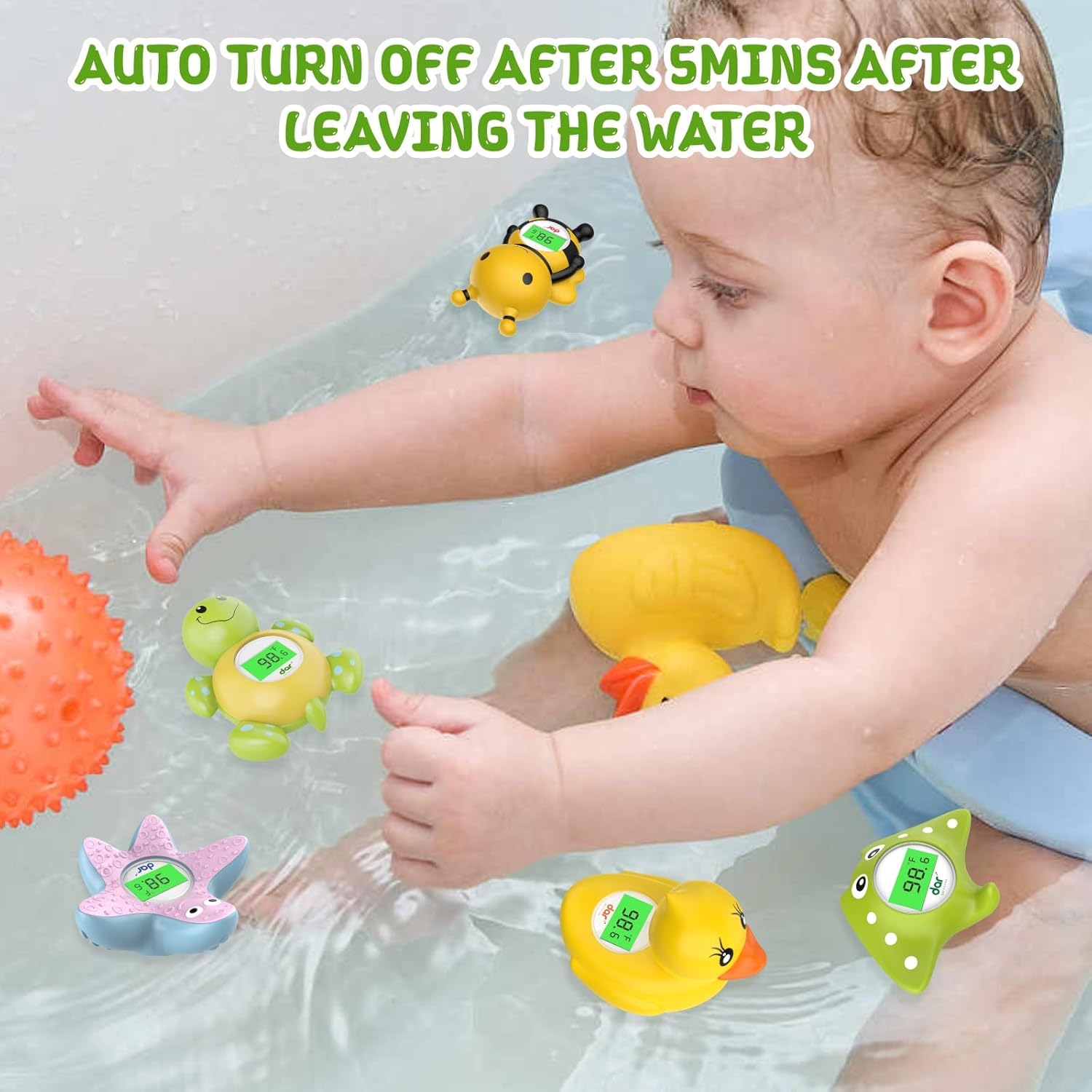 Safe Baby Bath Thermometer with Color Display and Warning System