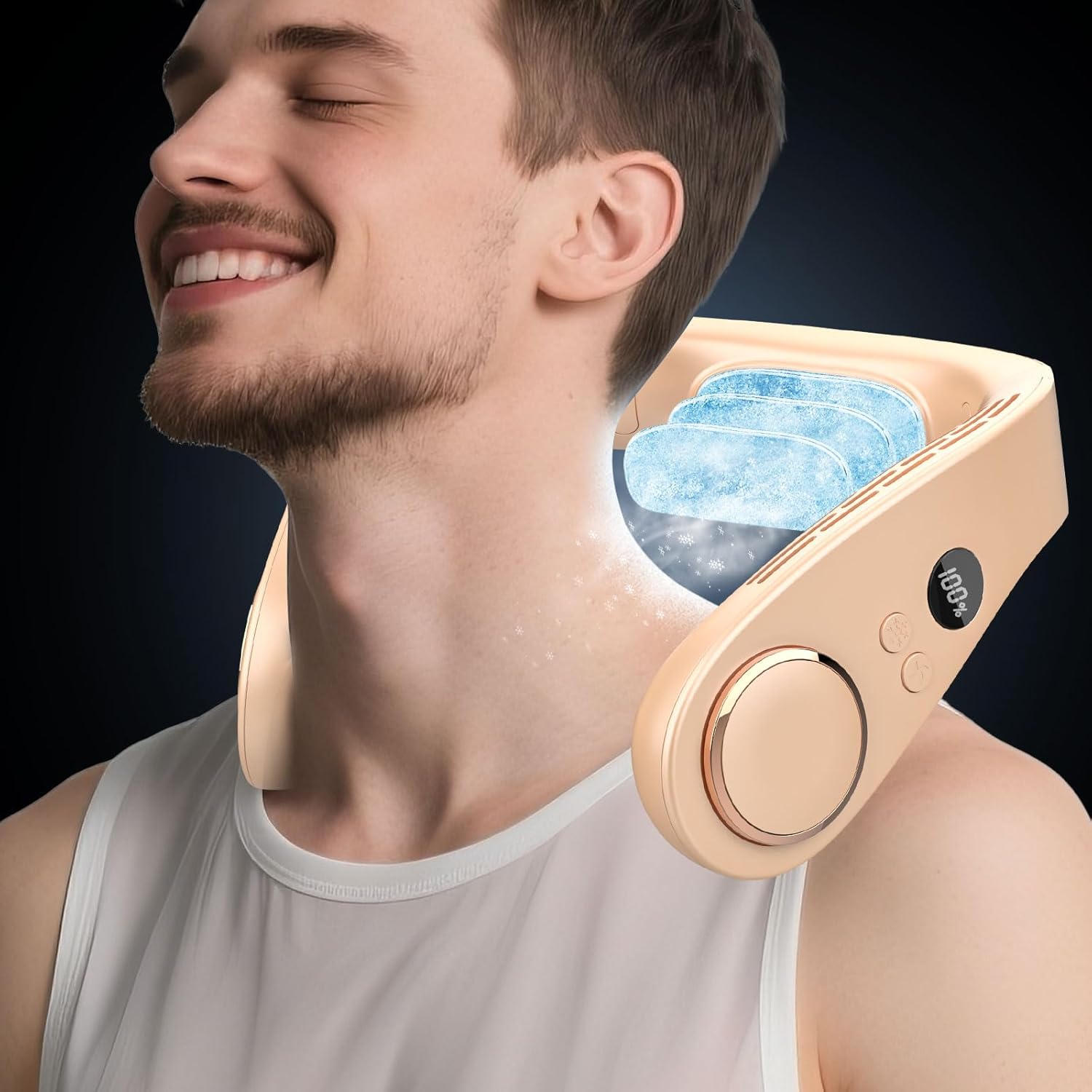 Halskühler ohne Blades – Tragbarer Ventilator mit Kühlplatte und LED-Anzeige