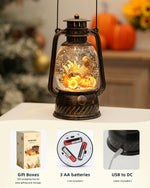 Herbstliche Dekorlampe mit Kürbissen – Warmes LED Licht und 6-Stunden Timer