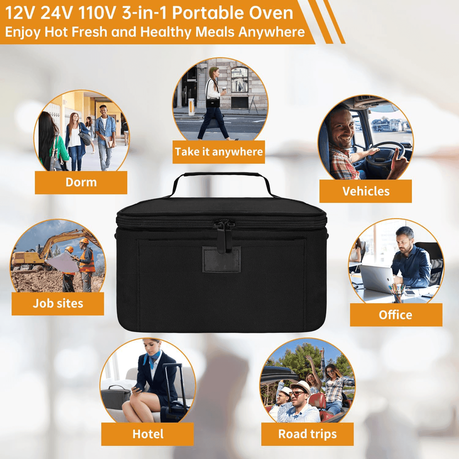 Elektrische Tragbare Lebensmittelwärmer-Lunchbox mit 3-in-1-Anschluss