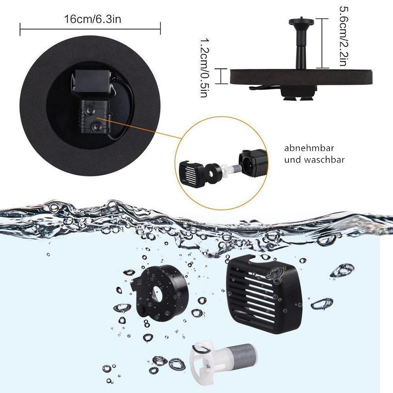 Solarbrunnenpumpe mit Wasserweichmacher – Für Teich, Vogelbad oder Garten dekorieren