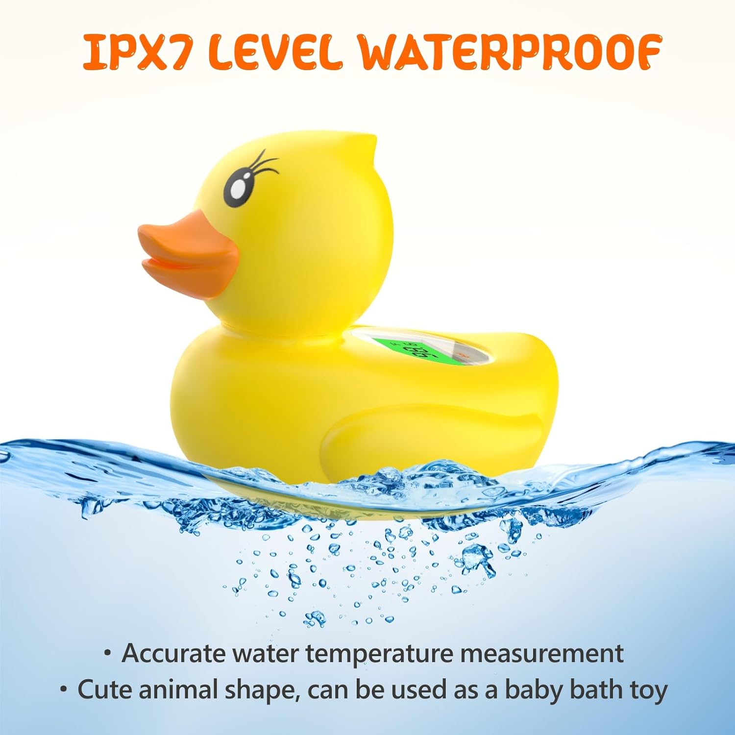 Safe Baby Bath Thermometer with Color Display and Warning System