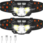 Two-piece set of ultra-bright LED headlamps with sensor and splash protection